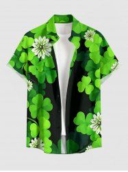 Chemise à poches boutonnées grande taille pour homme, imprimé trèfle à trois feuilles, Saint-Patrick, Hawaï. - Vert 2XL