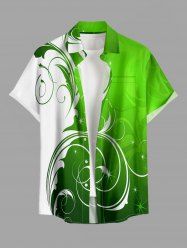 Chemise à poches boutonnées pour homme, grande taille, imprimé branches, Saint-Patrick, Hawaï - Vert S