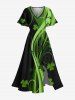 St. Patrick's Day Leaf Clover Curve Print Plus Size Matching Hawaii Beach Outfit For Couples -  