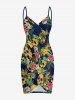 Tenue de plage hawaïenne assortie grande taille pour couples, imprimée tête de mort, ananas, feuilles tropicales et fleurs d'hibiscus - Cadetblue 