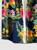 Tenue de plage hawaïenne assortie grande taille pour couples, imprimée tête de mort, ananas, feuilles tropicales et fleurs d'hibiscus - Cadetblue 