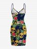 Tenue de plage hawaïenne assortie grande taille pour couples, imprimée tête de mort, ananas, feuilles tropicales et fleurs d'hibiscus - Cadetblue 