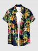 Tenue de plage hawaïenne assortie grande taille pour couples, imprimée tête de mort, ananas, feuilles tropicales et fleurs d'hibiscus - Cadetblue 