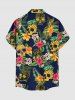 Tenue de plage hawaïenne assortie grande taille pour couples, imprimée tête de mort, ananas, feuilles tropicales et fleurs d'hibiscus - Cadetblue 