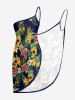 Tenue de plage hawaïenne assortie grande taille pour couples, imprimée tête de mort, ananas, feuilles tropicales et fleurs d'hibiscus - Cadetblue 