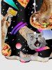Cat Pizza Rolled Pancake Geometric Graphic Print Matching Hawaii Beach Outfit For Couples -  