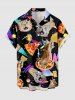 Cat Pizza Rolled Pancake Geometric Graphic Print Matching Hawaii Beach Outfit For Couples -  