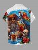 Skull Hibiscus Flower Parrot Pirate Beer Print Matching Hawaii Beach Outfit For Couples -  