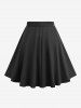 Flower Lace Overlay Hook and Eye Top and PU Strap Grommets A Line Skirt Outfit -  