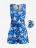 Matching Hawaii Shirt and Romper Beach Outfit Coconut Tree Printed for Couples -  