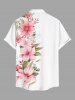 Ensemble de plage hawaïen assorti grande taille à imprimé fleurs et feuilles pour couples - Blanc 