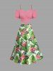 Jupe hawaïenne fendue à imprimé tropical et fleurs d'hibiscus grande taille - Vert 5X