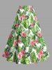 Plus Size Hibiscus Flower Tropical Leaf Print Split Hawaii Skirt -  
