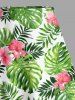 Plus Size Hibiscus Flower Tropical Leaf Print Split Hawaii Skirt -  
