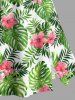 Plus Size Hibiscus Flower Tropical Leaf Print Split Hawaii Skirt -  
