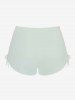 Plus Size Daisy Flowers Leaf Print Halter Cinched Boyleg Tankini Swimsuit -  