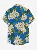 Flower Leaf Print Buttons Pocket Hawaii Shirt For Men -  