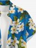 Flower Leaf Print Buttons Pocket Hawaii Shirt For Men -  