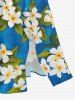 Flower Leaf Print Split Hawaii Midi Dress -  