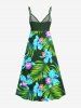 Robe débardeur trapèze à imprimé floral tropical grande taille, style hawaïen, cache-cœur. - Vert profond 1X