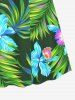 Robe débardeur trapèze à imprimé floral tropical grande taille, style hawaïen, cache-cœur. - Vert profond 1X