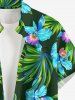 Chemise hawaïenne à imprimé floral tropical et grandes tailles avec poche boutonnée pour homme - Vert profond L