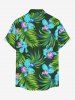 Chemise hawaïenne à imprimé floral tropical et grandes tailles avec poche boutonnée pour homme - Vert profond 3XL