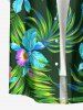 Chemise hawaïenne à imprimé floral tropical et grandes tailles avec poche boutonnée pour homme - Vert profond 3XL