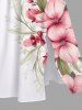 Robe mi-longue hawaïenne fendue à imprimé floral et feuilles grande taille - Blanc S