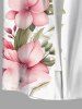 Plus Size Flowers Leaf Print Buttons Pocket Hawaii Shirt For Men -  