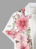 Plus Size Flowers Leaf Print Buttons Pocket Hawaii Shirt For Men -  