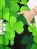 Three Leaf Clover Flower Print St. Patrick's Day Hawaii Split Pocket A Line Midi Dress -  
