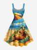 Robe trapèze grande taille Sky Sea Sunshade à imprimé tortue et créatures marines hawaïennes - Bleu Ciel XXS