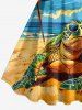 Robe trapèze grande taille Sky Sea Sunshade à imprimé tortue et créatures marines hawaïennes - Bleu Ciel XXS