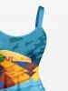 Robe trapèze grande taille Sky Sea Sunshade à imprimé tortue et créatures marines hawaïennes - Bleu Ciel XXS