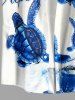 Chemise à poches boutonnées grande taille pour homme, imprimé tortues et vagues, créatures marines d'Hawaï - Bleu M