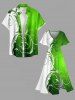 Curve Branch Print St. Patrick's Day Hawaii Split Pocket A Line Midi Dress -  