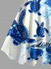Turtle Sea Waves Print Hawaii Sea Creatures A Line Dress -  