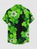 Chemise à poches boutonnées grande taille pour homme, imprimé trèfle à trois feuilles, Saint-Patrick, Hawaï. - Vert 2XL