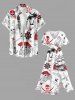 Skull Pirate Coconut Tree Rudder Anchor Sailboat Print Hawaii Split A Line Midi Dress - Blanc 5X