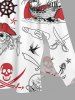 Skull Pirate Coconut Tree Rudder Anchor Sailboat Print Hawaii Split A Line Midi Dress - Blanc 5X