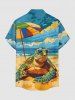 Chemise à boutons et poche pour homme, grande taille, motif tortue, ciel et mer, créatures marines d'Hawaï - Bleu Ciel M