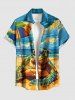 Chemise à boutons et poche pour homme, grande taille, motif tortue, ciel et mer, créatures marines d'Hawaï - Bleu Ciel M