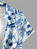 Chemise hawaïenne grande taille pour homme, à imprimé floral hibiscus et cocotiers, avec poches et boutons. - Bleu clair S