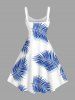 Robe débardeur hawaïenne à imprimé feuilles tropicales grande taille - Bleu 6X
