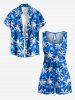 Coconut Tree Print Cinched Hawaii Romper -  