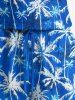 Coconut Tree Print Cinched Hawaii Romper -  