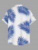 Chemise hawaïenne grande taille à imprimé feuilles tropicales, boutons et poches pour homme - Bleu M