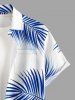 Plus Size Tropical Leaf Print Buttons Pocket Hawaii Shirt For Men -  