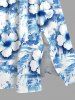Robe mi-longue fendue hawaïenne à imprimé de cocotiers et d'hibiscus grande taille - Bleu clair 2X